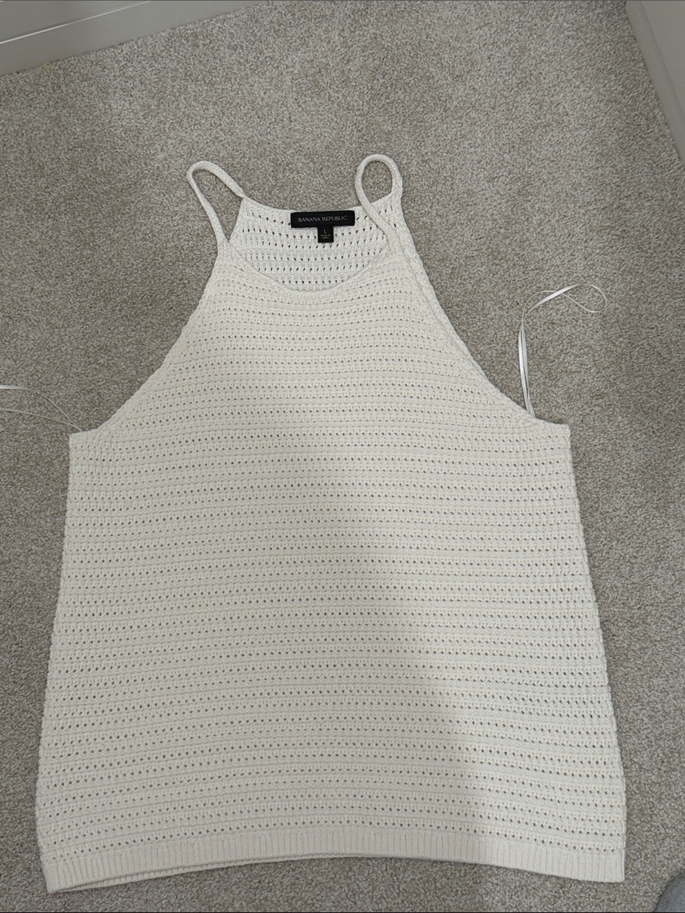 Banana Republic Off-White Crochet Halter Tank